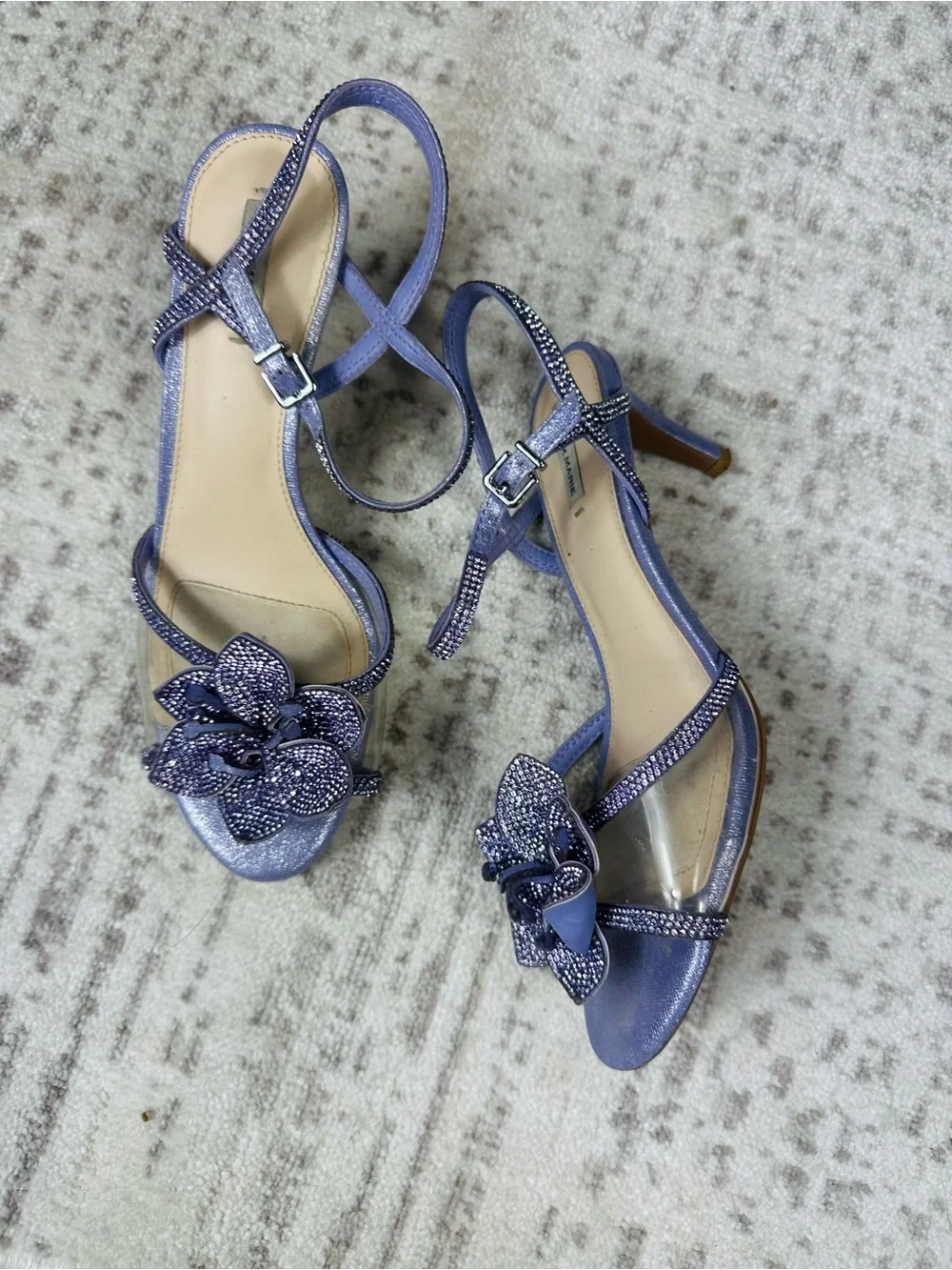 Alex Marie Blue Floral Embellished Strappy Sandals